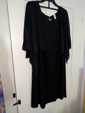 Marc Bouwer Elegant Black Overlay Evening Dress Size XL